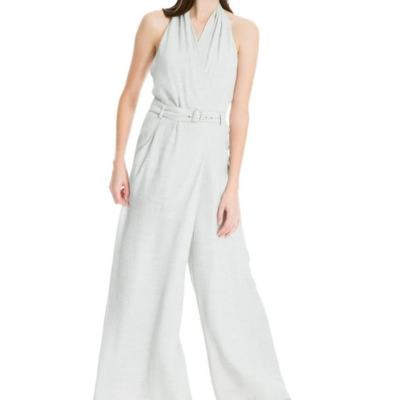 Max Studio London Womens Belted Jumpsuit, Grey, Medium