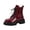 Wine, variant on EKVAHL Women's Glossy Combat Boots, Faux Leather Lug Sole Booties, Platform Ankle Boots for Party Daily Strolls Green