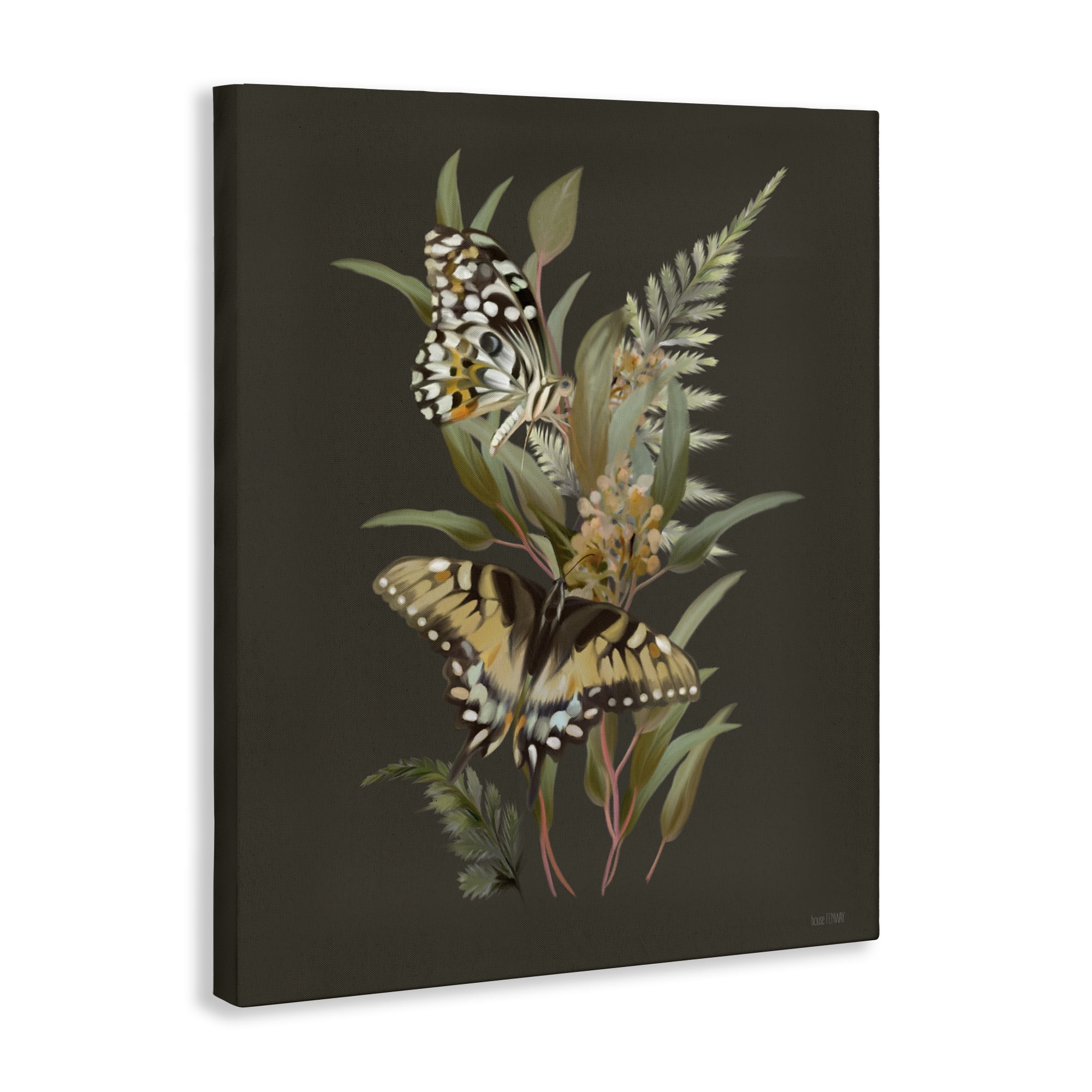 Stupell Industries Twin Swallowtails & Greenery Canvas Wall Art, design by House Fenway