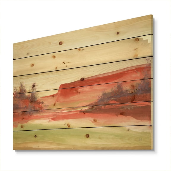 Designart 'Red Rock III' Traditional Print on Natural Pine Wood