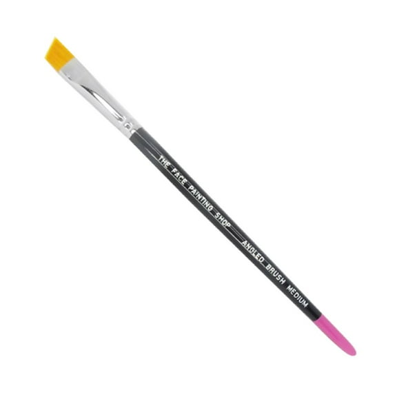 The Face Painting Shop Brush - Medium Angle (3/8"), Professional Face Painting Brush, Sleek Pink Tipped Wooden Handle and Synthetic Bristles