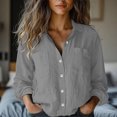 thumbnail image 2 of FAIWAD Cotton Linen Shirts for Women Long Sleeve Collared Button Down Blouses Casual Plain Basic Work Tops, 2 of 7