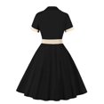 thumbnail image 5 of Letdown Women Notch Lapel Vintage V-Neck Swing Dress 50s 60s Button up 1950s Rockabilly Prom Midi Evening Solid Dress for Spring Fall (Black, L), 5 of 5
