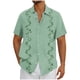 thumbnail image 2 of Blusa y camisa de manga corta con cuello vuelto Camisa casual para hombre Camisa de bolos vintage de manga corta Camisas de verano de playa cubana Camisa con botones Blusa para hombre Poliéster, 2 of 5