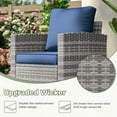 thumbnail image 4 of Poteban Patio Furniture Set, 5 Pieces Outdoor Sectional Sofa Set, All-Weather Wicker Rattan High Back Outdoor Conversation Set with Ottoman for Poolside, Backyard, Grey Wicker Navy Blue Cushion, 4 of 9