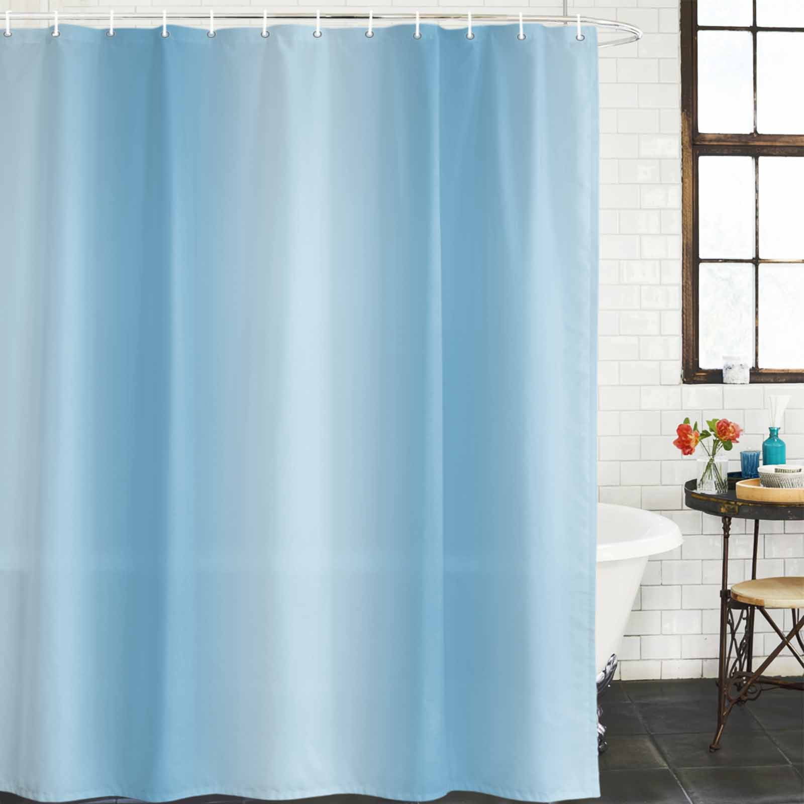 Shower Curtain Bathroom Set Minimalist Light Blue Gradient Texture Waterproof Fabric Shower Curtains with Grommets&Hooks, Modern Monochrome Art Privacy Bath Curtain for Bathtub 72x72in