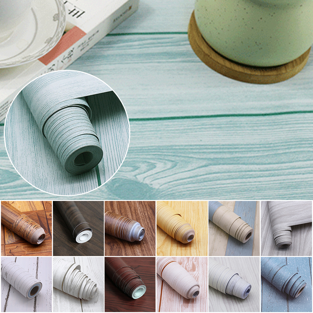 3D Rustic Wood Wallpaper Vintage Vinyl Film Sticker Self-adhesive Mail Stamp
