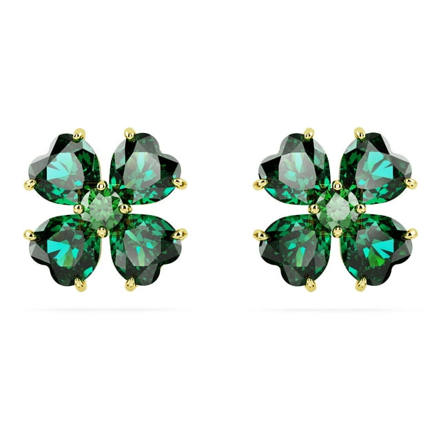Pendientes de tuerca Swarovski Idyllia en tono dorado con piedras verdes