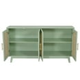 thumbnail image 6 of 59" Accent Storage Cabinet, Modern Rattan Retro Sideboard Cabinet with 4-Door and Wood Legs, Wooden Console Table for Dining Room, Living Room, Kitchen, Entryway, Mint Green, 6 of 9