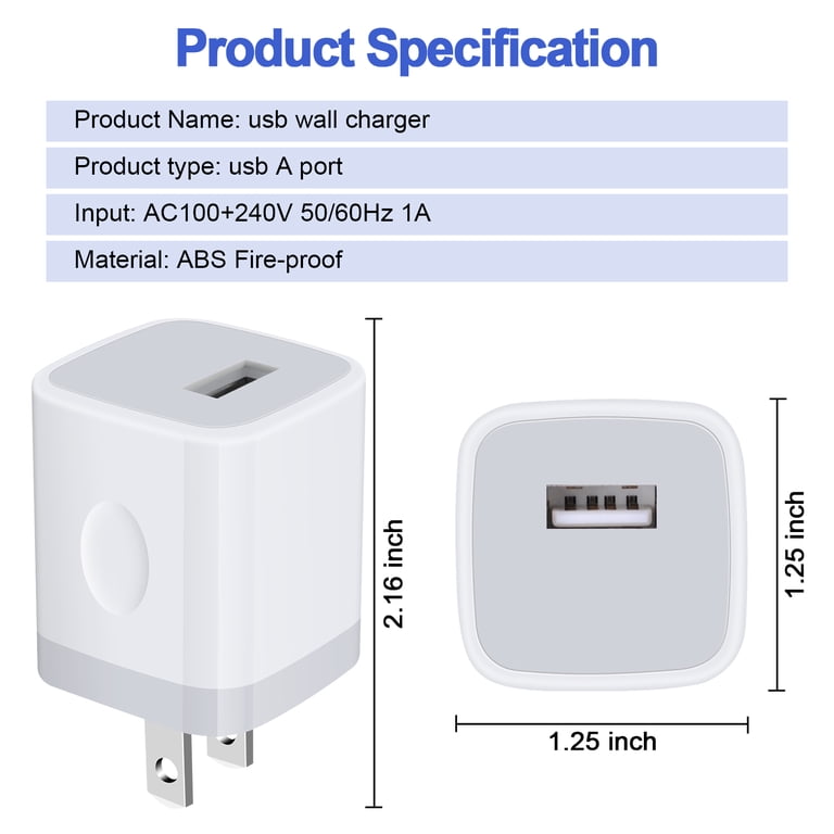 Ailkin 5V/1A USB Wall Charger Block 3-Pack photo 3