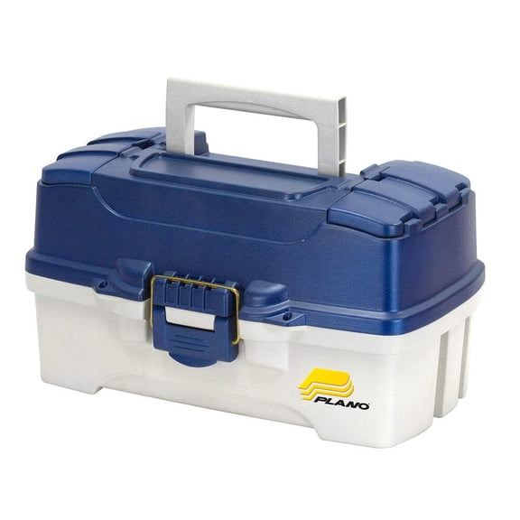 Plano 2-Tray Tackle Box with Dual Top Access, Blue Metallic/Off White, Premium Tackle Storage, 620206, One Size J101