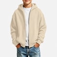 thumbnail image 2 of HAOTAGS Boys Zip Up Hoodie (3-14) Warm Zipper Long Sleeve Casual Hooded Jacket Beige Size 3T, 2 of 8