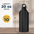 thumbnail image 5 of Water Bottles with Carabiner 20 oz. Set of 10, Bulk Pack - Aluminum, For School, Kids sports bottle - Black, 5 of 5