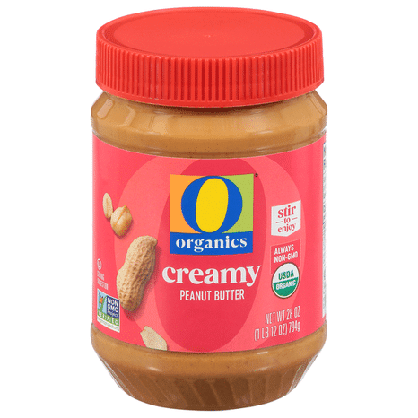 O O Organic Old Fashioned Creamy Peanut Butter, No Added Sugars, 28 Oz
