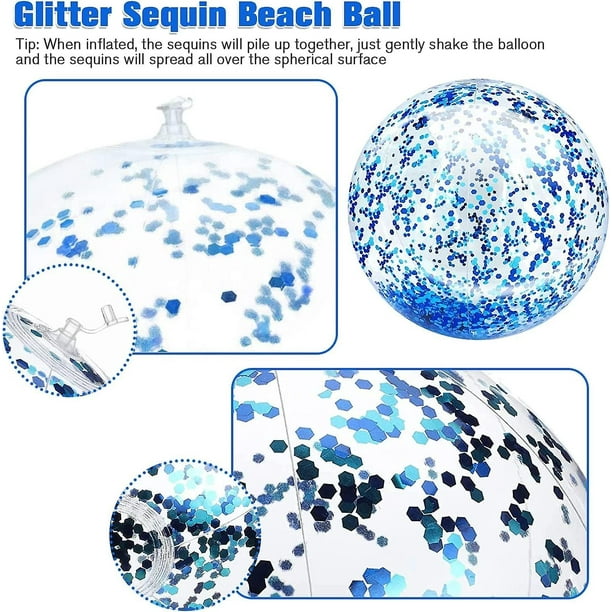 2 Pelotas De Playa Hinchables Con Purpurina – 40 Cm, Transparentes Y Con Lentejuelas