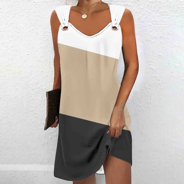 Robes pour Femmes, Robe d'Été Confortable Mode Imprimée Sans Manches Col en V
