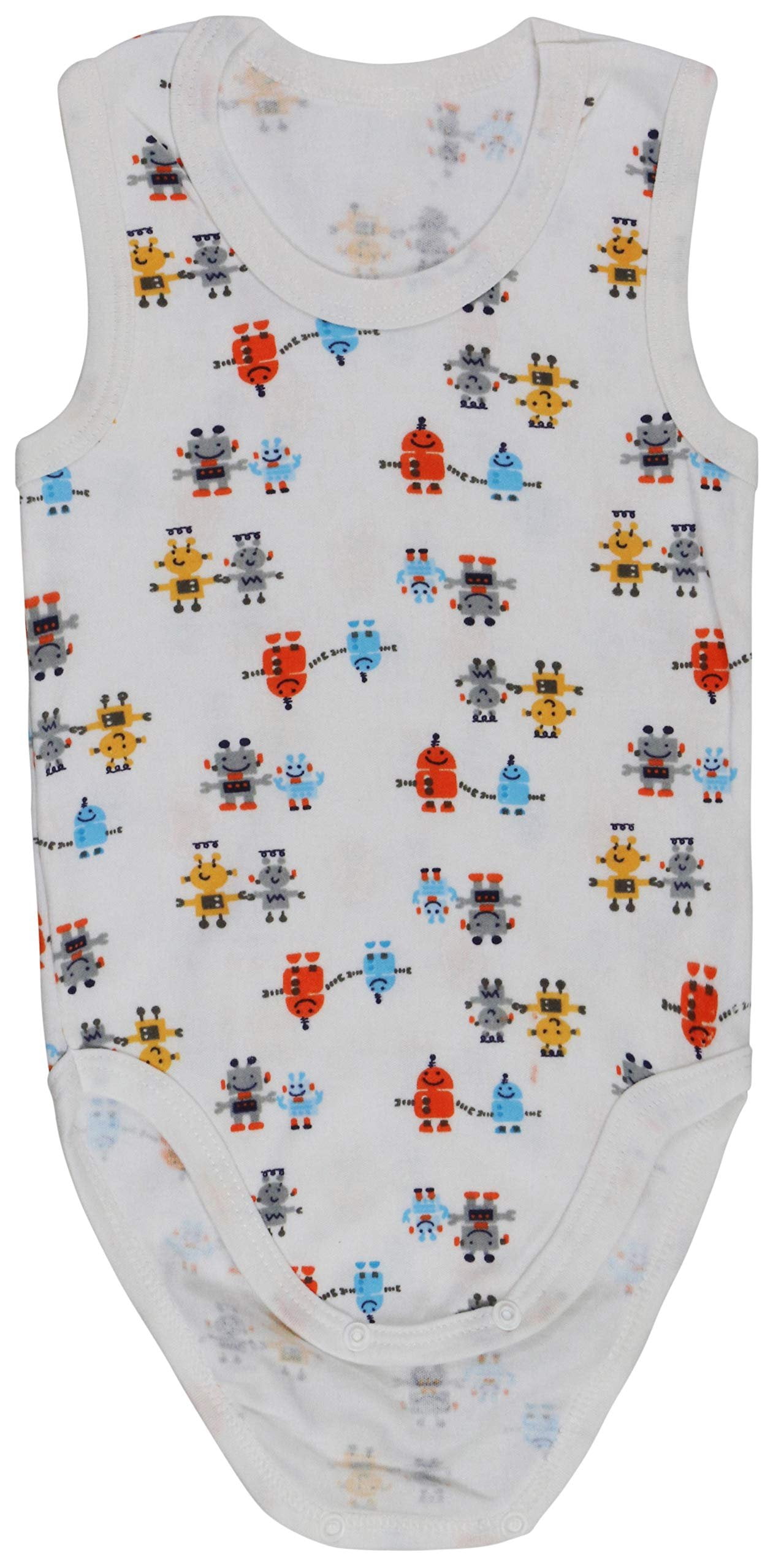 ToBeInStyle Boy's Pack of 4 Ultra-Soft Cotton Baby Tank Top Bodysuits - Animals - 0-3 Months Old