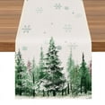 thumbnail image 5 of Merry Christmas Table Runner Green Christmas Tree Table Throw Tablecloth for Kitchen Dining Living Room Show Wedding Party Decor Christmas Gifts, 5 of 5