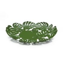 Mango Steam Leaf Decorative Centerpiece, 9 in, Modern, Nature, Leaf, Green Metal