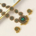 thumbnail image 5 of Bollywood Indian Jewelry Sets for Women Wedding Party Jewelry Flower Tassel Beaded Dangle Earring Oxidized Indian Choker Necklace Gold Plated Zirconia Jhumkas Chandelier Earrings Boho Jewelry, 5 of 12