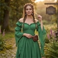thumbnail image 6 of OIOLOYJM Medieval Renaissance Dress for Women Off Shoulder Victorian Gothic Witch Wedding Costume Dress Comfortable Fashion Elegant Cosplay Dress Green M, 6 of 6