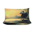 thumbnail image 3 of Juego de funda de edredón con diseño de panda y bambú Sunrise, tamaño king y queen, 3 piezas, 1 funda de edredón y 2 fundas de almohada con cierre de cremallera, 86" x 70", 3 of 8