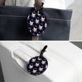 thumbnail image 7 of 2Pcs Leather Round Floral Dark Blue Cruise Luggage Tag with Privacy Cover and Name ID Tag - Suitable for Travel Handbags Backpacks School Bags Luggage Tags, 7 of 7