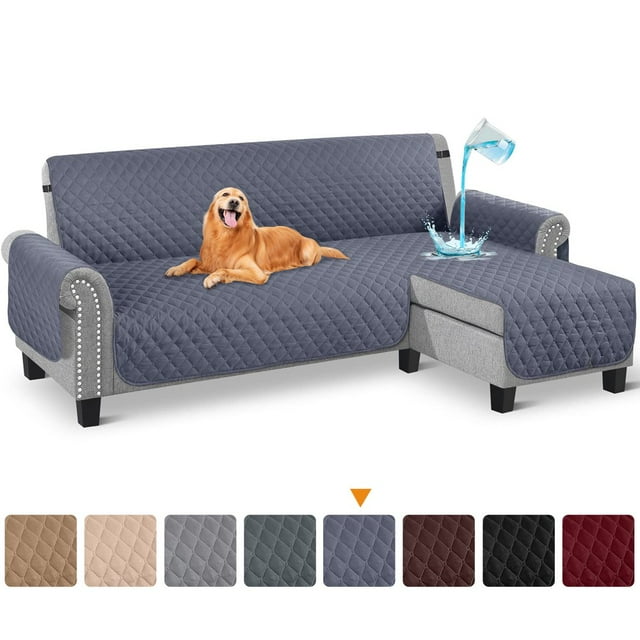 CHUANK Housse de Canapé Imperméable en Forme de L, Housses de Canapé, Housse de Chaise Longue Réversible, Protecteur de Meubles pour Animaux, Enfants, Chien, Chat, Kaki P