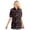 Black Multi Floral, variant on Plus Size Elbow-Sleeve Polo Tunic