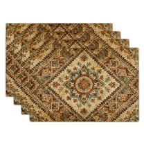 ABSOP Boho Linen Placemats Set of 4 Retro Stain-Resistant Place Mats 12x18in for Home Kitchen Dining Decoration