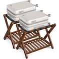 thumbnail image 3 of Set of 2 Solid Wood Luggage Racks No Assembly Foldable Suitcase Stands with Storage Shelf, 150 lb Capacity, Coffee Brown, 3 of 6