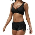thumbnail image 1 of Tamaño Más Tankini Trajes de Baño para las Mujeres Sólido Strappy Back Set con Pantalones Cortos, Trajes de Baño de Dos Piezas Traje de Baño, 1 of 4