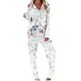 thumbnail image 7 of Women Christmas Pajama Set Long Sleeve Fleece Sleepwear Two Piece Pjs Winter Loungewear Snowman Print Nightwear, 7 of 7