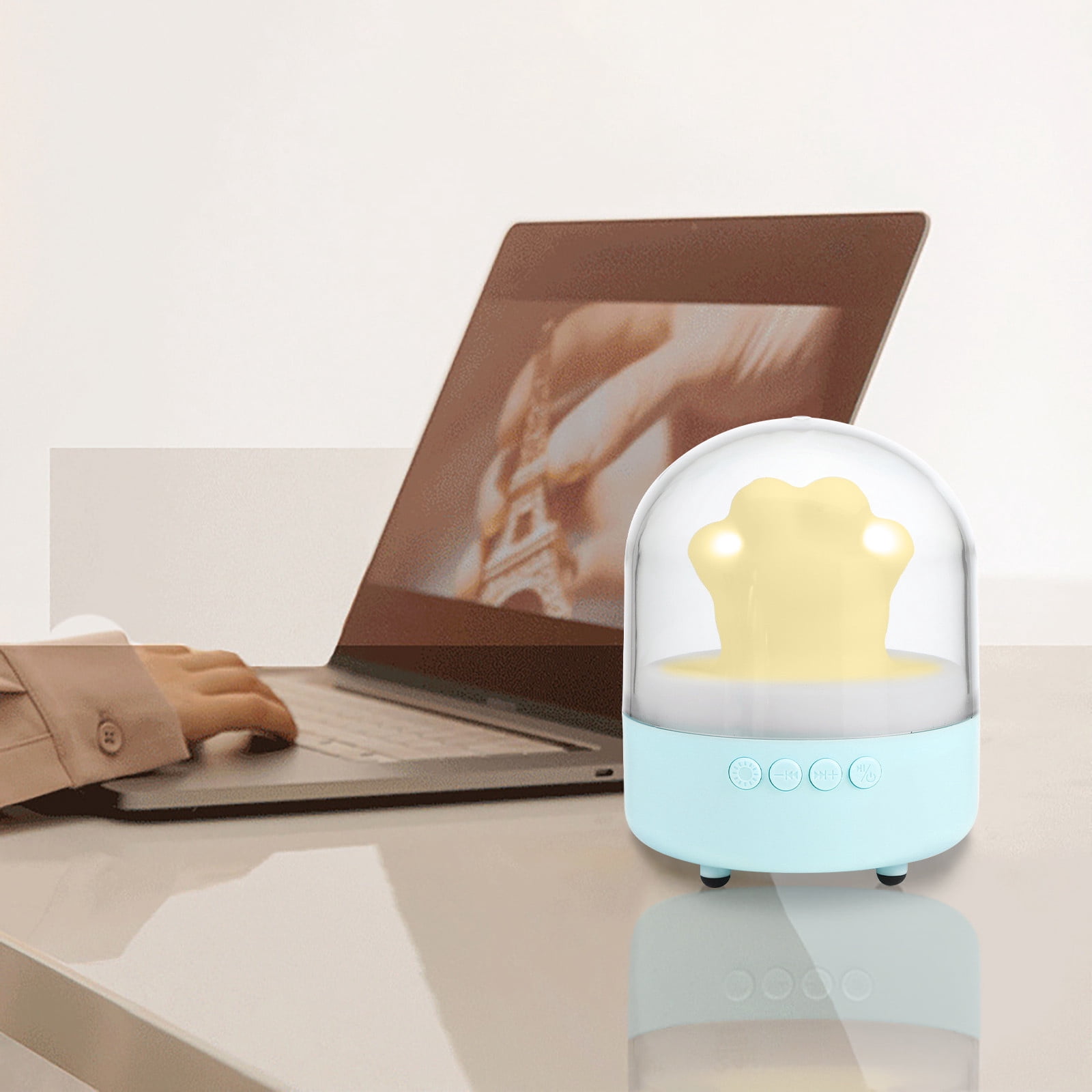 Wovilon Night Light Cat Paw Lamp, Bluetooth Audio Speaker Night Light, Night Smart Alarm Clock Portable Wireless Bedroom Bedside Reading Lamp, Music Sleep Lamp Support Speakerphone