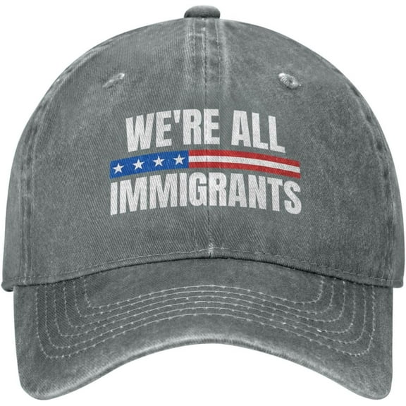 We're All Immigrants Hat Pro Immigrants Built America Hat Men Women Trucker Hat Dad Baseball Cap Navy Blue