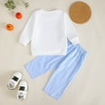 thumbnail image 4 of Jkety Newborn Halloween Outfit Boy Toddler Baby Boy Fall Clothes Embroidery Shirt Top Elastic Waist Plaid Pants Set Trendy 2 Piece Outfit White,3-4 Years, 4 of 6