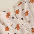 thumbnail image 5 of Newborn Baby Girl Halloween Outfit Cute Pumpkin Ruched Romper Ruffle Long Sleeve Smocked Bodysuit Infant Baby Fall Clothes, 5 of 8