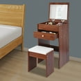 thumbnail image 5 of Black Walnut Density Board 15.8x14.8x28.4 Inch Flip Dressing Table With Mirror Mini Storage Dressing Table, 5 of 10