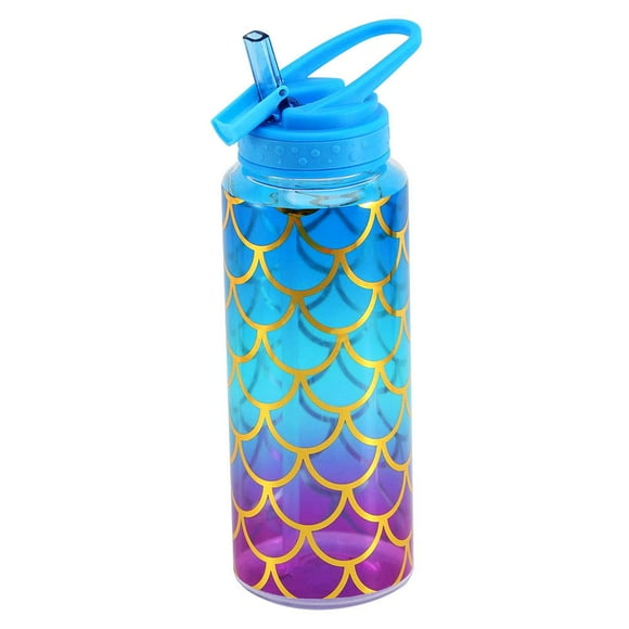 Home Tune Cute Water Bottle with Straw, BPA FREE Tritan &Leak Proof & Carry Handle & Pretty Design, 32oz/950ml (Mermaid)