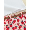 thumbnail image 5 of Suealasg Toddler Kids Girl Summer Clothes 1T 2T 3T 4T Sleeveless Lapel Neck Ribbed Tank Tops  +Strawberry Print Pleated Mini Skirt Set Little Girl Casual 2Pcs Outfits, 5 of 6