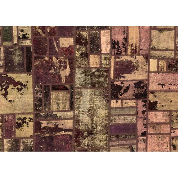 Ahgly Company Indoor Rectangle Patchwork Brown Transitional Area Rugs, 5' x 7'