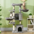 thumbnail image 2 of PawHut 52.5" Cat Tree Tower with Bed, Cat Condos, Hammocks, Grey, 2 of 10