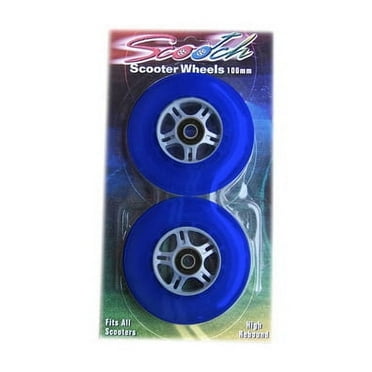 2 Blue/Gray Wheels W/Abec 7 Bearings for RAZOR SCOOTER 100mm