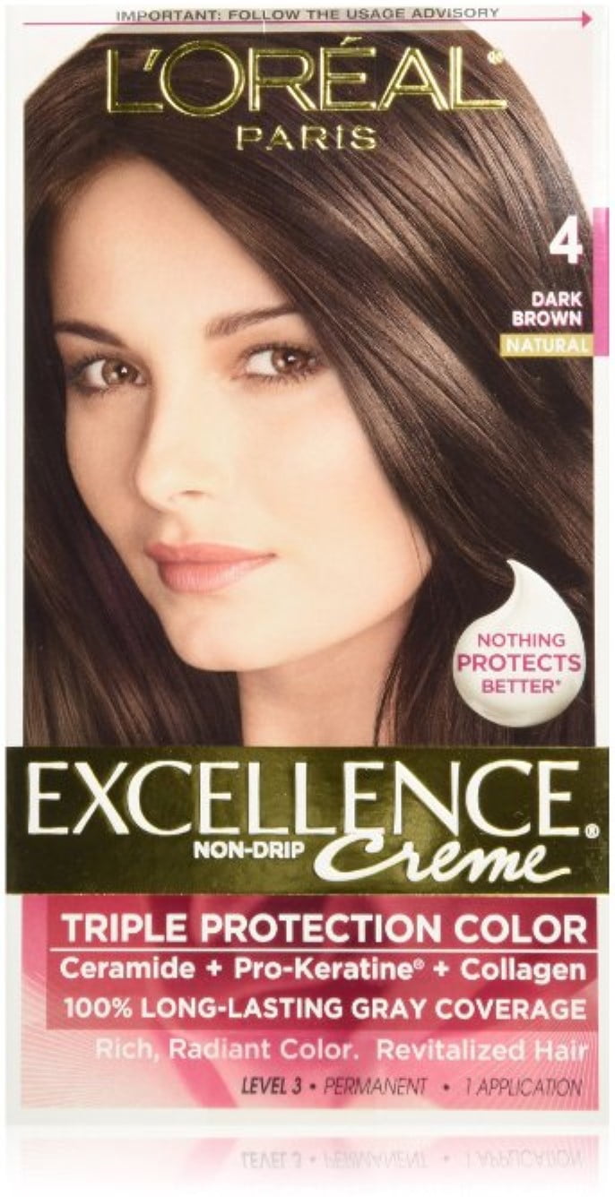 L'Oreal Paris Excellence Triple Protection Permanent Hair Color Creme, Dark Brown [4] 1 ea
