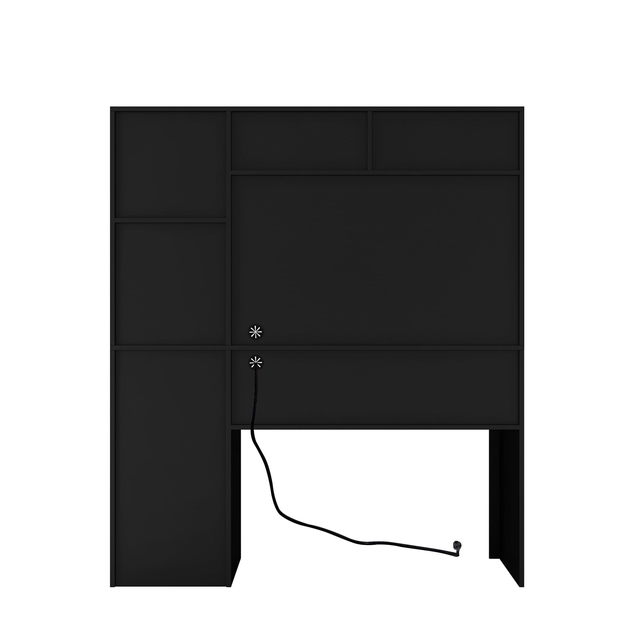 Wood Executive Desk with Hutch Charging Station and Lockable Drawer