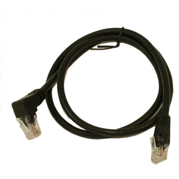 3ft Cat6 ANGLED-UP Ethernet RJ45 Patch Cable, NON-BOOTED, BLACK