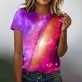 thumbnail image 4 of Womens Tops Casual T Shirts Galaxy Print Short Sleeve Crew Neck Basic Slim Undershirts Green, 4 of 5
