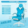 thumbnail image 2 of HOFFREE Gaming Chair Computer Chair with Speakers Massage Game Chairs with Footrest Bluetooth High Back Ergonomic Computer Gaming Chairs for Adults Reclining Video Gamer Chair Sky Blue and White, 2 of 9