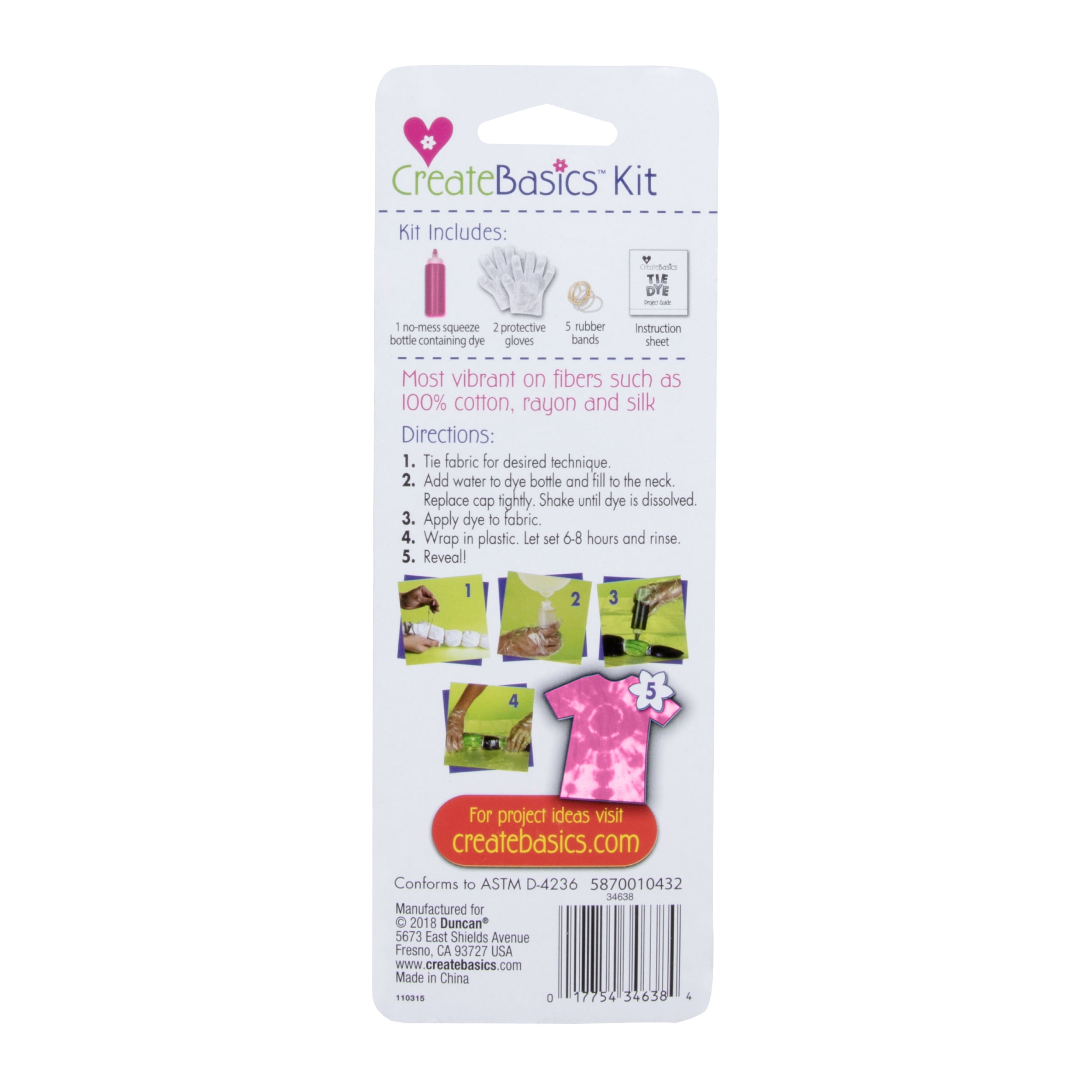 (3 pack) Create Basics Fuchsia Tie Dye Kit - 1 Color, 4 fl oz, Fabric Dye