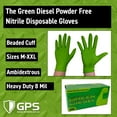 thumbnail image 5 of The Green Diesel, Green Nitrile Powder Free Disposable Gloves, 8 MIL, Diamond Textured, Sizes Medium, Sold by Box, 5 of 6